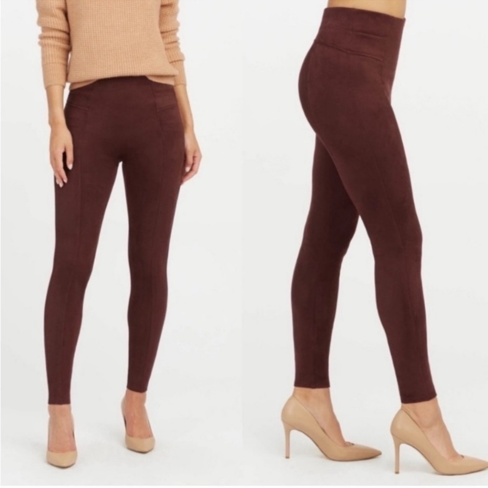 Spanx Faux Suede Leggings in Dark Terracotta Size Medium